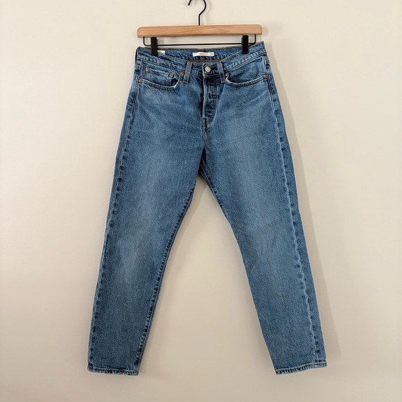 Levi’s Premium Wedgie Straight Ankle Jeans High Rise Button Fly Vintage Blue 28 - Picture 3 of 16